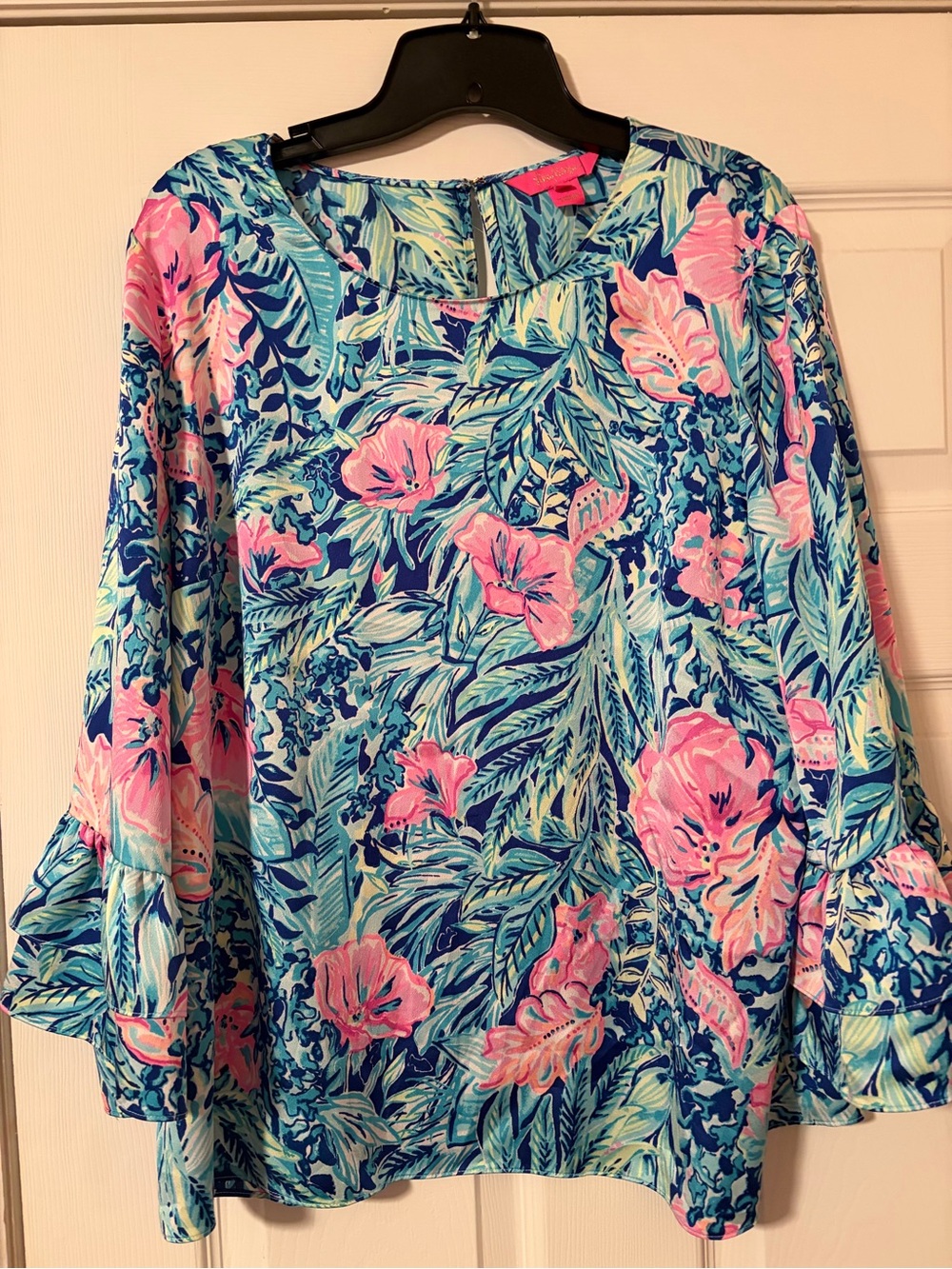 Lilly Pulitzer  Christie Top in Lapis Lazuli Satin size Large